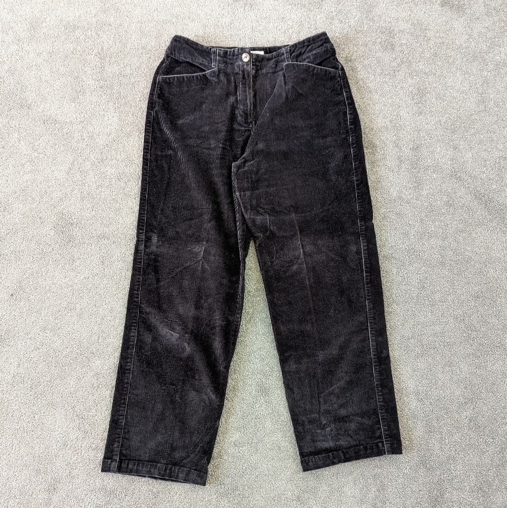 Vintage Talbots Women's Corduroy Pants Size 10 Petite Black Stretch Cotton